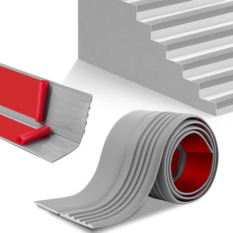 + 4,8 x 3 m et nez de marche antidérapant gris, vinyle auto-adhésif, marches d'escalier en PVC souple et antidérapant. Convient à une utilisation intérieure et extérieure, imperméable et durable. (1/5)