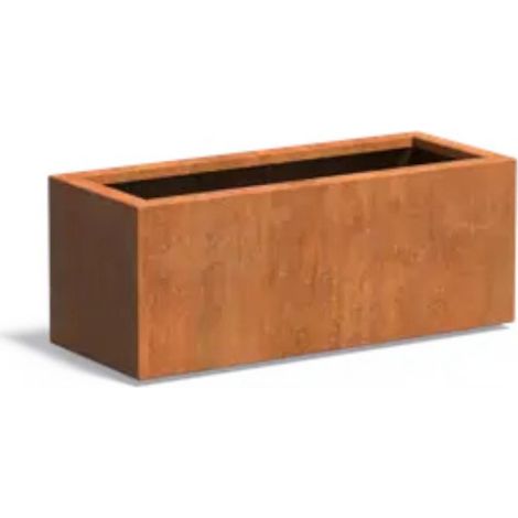 Adezz Pflanzgefäß Carrez Standard Rechteck aus Corten-Stahl Pflanzkübel Größe 100x40x40 cm (1/2)