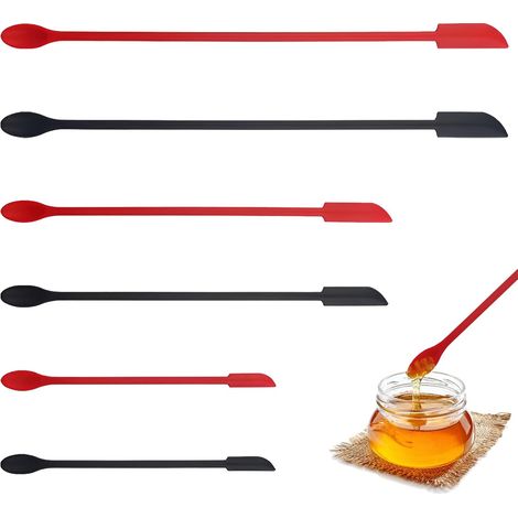 Lot de 6 spatules en silicone Petites spatules de maquillage Mini spatules en silicone Longueur : 15,4 à 30,4 cm Silicone alimentaire de qualité supérieure avec (1/5)