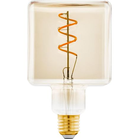 Ampoule LED E27 Dimmable, Ampoule Filament Vintage Ambrée, Cube Décoratif Spirale, 4W 180 Lumens, Blanc Chaud 1600K, Ø 9,5 cm