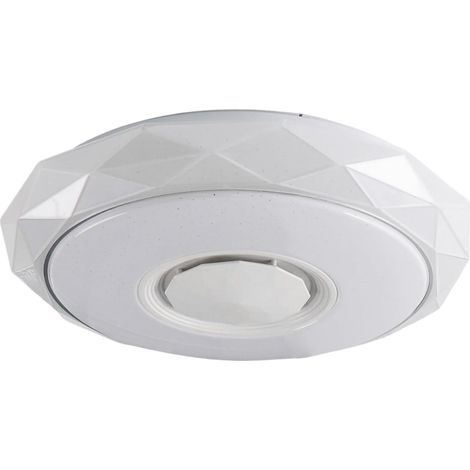 Plafoniera LED CCT Bluetooth Con Altoparlante Musica 48W 4700lm D410x95mm 140° con Telecomando 25-30mmq
