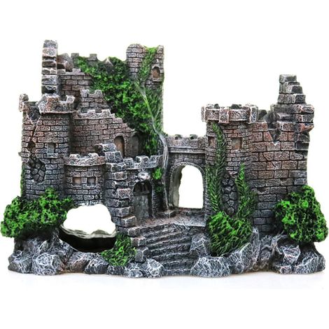 Decoración de resina para acuarios, castillos antiguos, arquitectura rupestre, paisajismo y como ornamentos decorativos, apta para acuarios de agua dulce y salada. (1/5)