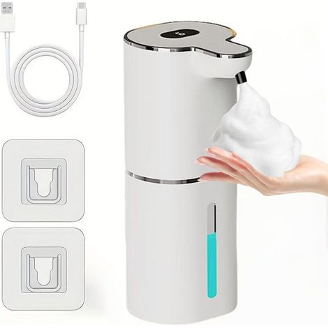 Distributeur de savon automatique blanc de 380ml avec 6 vitesses distribution infrarouge réglablesaux salles de bains et cuisines. (1/5)