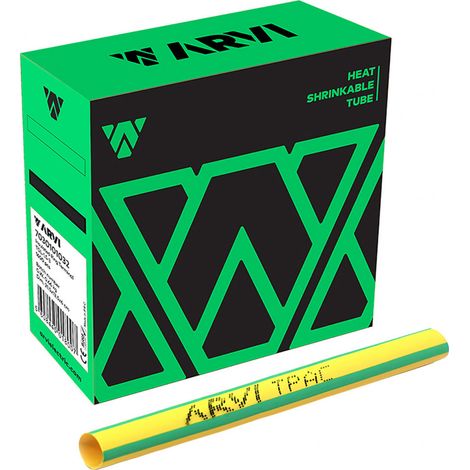 Boite De 5m De Gaine Thermorétractable Diamètre 25/12,5mm - Vert/jaune - Restreint 2:1 - Paroi Fine - Arvi Tpac-25.0-v/a (1/3)