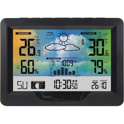 Horloge météo sans fil, horloge de prévisions météo, calendrier de température et d'humidité, station météo, réveil électronique (1/3)