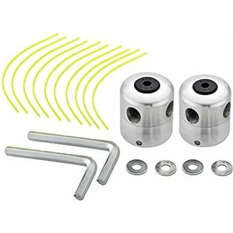 Set mit 2 universellen Aluminium-Trimmerköpfen, doppeltem Nylonfadenkopf, Fadenspule, Trimmerzubehör (1/5)