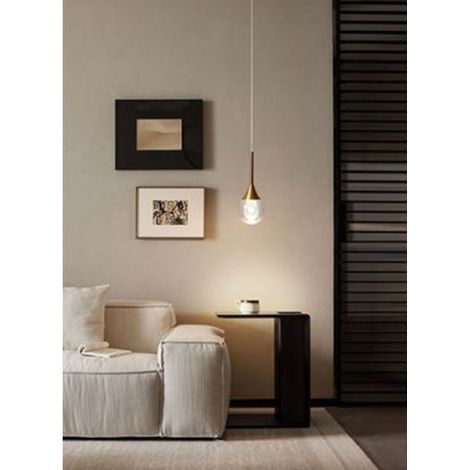 TRADE SHOP - Lampadario Moderno Led 5w Globo Lampada Dorata Pendente Luce 3000k 4000k 6500k Lp-41 - -Bianco Caldo -