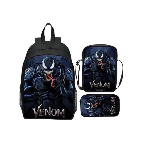 Sac à dos Venom Anime Ordinateur Portable Cartable Scolaire Sacoche Garçon Sac à Main Trousse Lot de 3 Fournitures Étudiant (1/4)