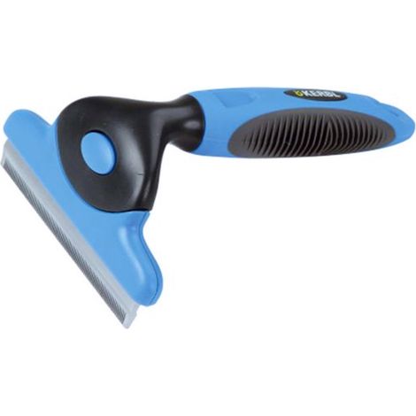 Pettine rimozione pelo 10x15 cm manico ergonomico con lamelle laterali in gomma per cani, gatti e cavalli