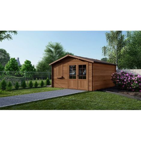 Casetta da giardino in legno - 16m2 - 4x4m - impregnata - 28mm - colore: marrone - DOM181 (1/5)