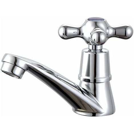 Robinet mitigeur d'eau froide simple, chromé, pour lavabo, salle de bain, WC, cuisine, 1 pièce, argent (1/2)