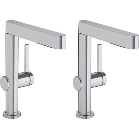 Conjunto de 2 mezcladores de lavabo con ducha jet HANSGROHE Finoris 2302 + desagüe cromado Push-Open