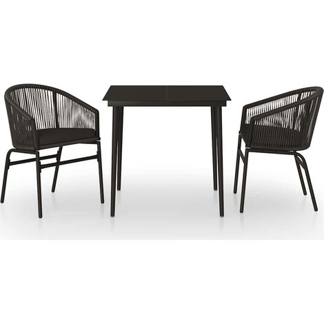 Set Mobili da Pranzo per Giardino 3 pz Salotto da Giardino Nero (1/5)