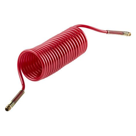 Tuyau spiralé, avec raccord BSP 1/4 pouce mâle, Rouge, Diam.ext 10mm, Long. 3.6m ( Prix pour 1 )