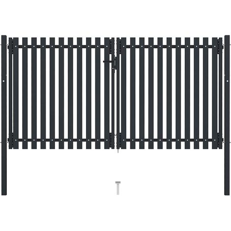 Doppeltür-Gartentor aus Stahl 300 x 175 cm Anthrazit vidaXL
