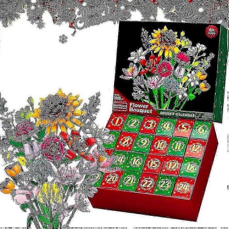 Calendrier de l'Avent de Noël 2024 avec blocs de construction en forme de bouquet de tournesols (24 jours) (1/5)