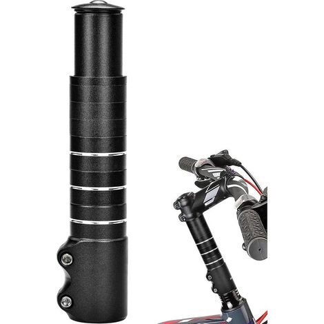 Extensor potencia 180 mm 138 mm, elevador manillar MTB, extensor manillar llave Allen horquilla 28,6 mm / 1-1/8'', aleación aluminio, Negro (1/5)