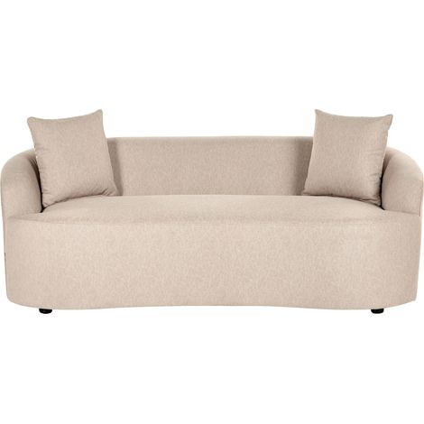 Sofa Beige Fabric Upholstered 2 Seater Oval Bean Shape Organic Style AMAL (1/5)