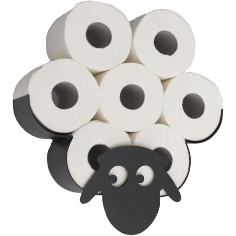 Porte-Rouleau De Papier Toilette, Nouveauté Toilette Mouton en Métal Noir, Support Animal Debout Libre Fixé Au Mur pour Toutes Sortes