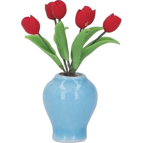 Mini pot de tulipe miniature 1/12 en argile, plante pour maison de poupée, décoration de bureau, moule à fleurs (1/5)
