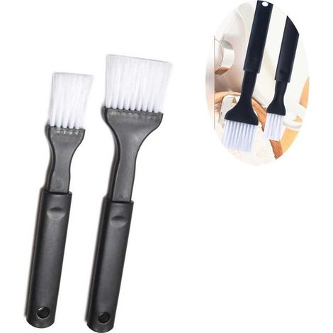 Pennello da pasticceria in silicone, pennello da pasticceria in nylon, aiuto in cucina, pennello per olio, pennello nero, pennello da pasticceria dalla forma speciale, rivestimento antiaderente, 2 pen (1/5)