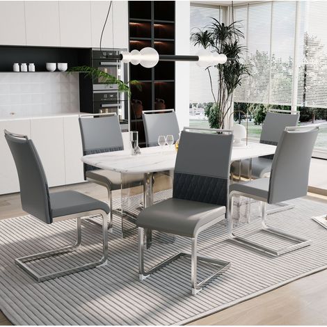 sedia sala da pranzo grigia metallo ergonomica OKMYHOME (1/5)