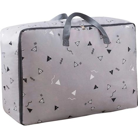 Sac de rangement pour literie, sac de rangement pliable pour vêtements, sac de déménagement, rangement pour couettes, oreillers et couvertures (bleu foncé) gris (1/3)
