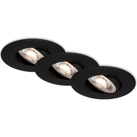 LED Einbauleuchte schwenkbar 3er-Set schwarz-matt 5W dimmbar IP23 Ø9cm Briloner