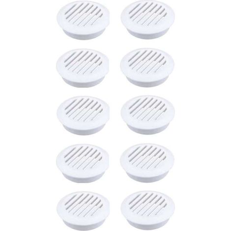 Cyclingcolors – Lot de 10 grilles d'aération rondes en plastique 49mm – Hauteur 8mm – Ventilation plafond et mur – Couleur blanche