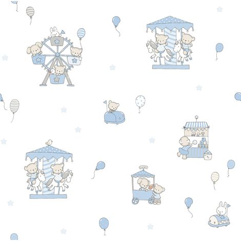 papier peint animaux bleu et blanc - Sanders & Sanders (1/5)
