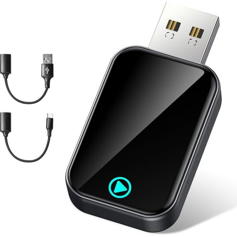 S2 Mini Adaptateur CarPlay sans Fil pour iPhone, Convertissez Le Filaire en sans Fil, Plug & Play avec Typ-C/USB, Compatible avec Les Voitures à partir de 2016 et iOS 10+ (Noir) (1/4)
