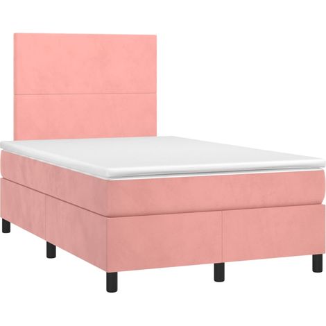 Lit double Lit adulte Sommier à lattes de lit avec matelas rose 120x190 cm velours