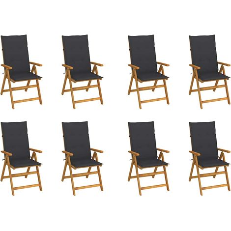vidaXL Chaises pliantes avec coussins, 8 pièces, en bois d'acacia massif (1/5)