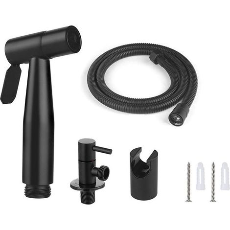 Pommeau de douche avec fonction bidet, accessoires inclus, noir (1/5)