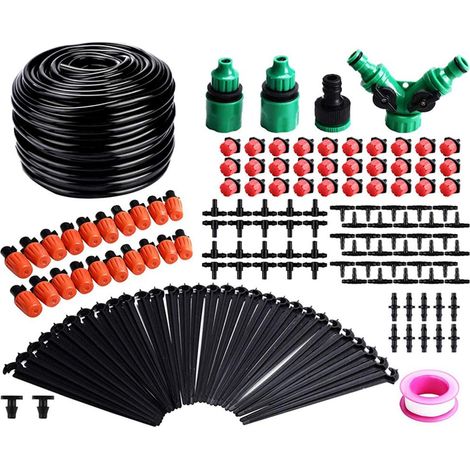 Kit d'arrosage goutte-à-goutte 30m pour jardin, système d'irrigation avec buses réglables, équipement de micro-irrigation pour plantes, tuyau d'arrosage complet pour potager et serre (1/4)