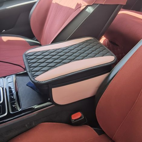 Coussin d'Accoudoir Voiture,Coussin Accoudoir en Microfibre Cuir avec 2 Poches de Rangement Voiture,Accessoire Voiture Interieur Housse Accoudoir Voiture pour La Plupart des Véhicules ,Rose