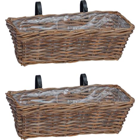 Hängender Blumentopf Korb 2 pcs Braun 48 x 22 x 15 cm vidaXL