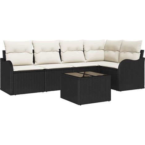 Maison Exclusive - Set Divano da Giardino con archiviazione 6 pcs Nero polyrattan