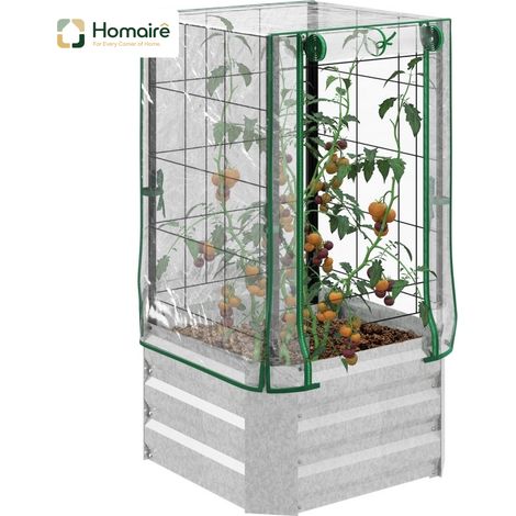 HOMAIRE Hochbeet Set mit Kunststoffabdeckung und Rankgitter für Kletterpflanzen, ideal für Garten und Balkon