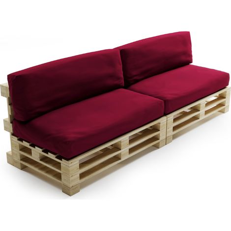 Coussins Palette Déhoussable Imperméable - LOT X2 Rouge Bananair Fabriqué en France