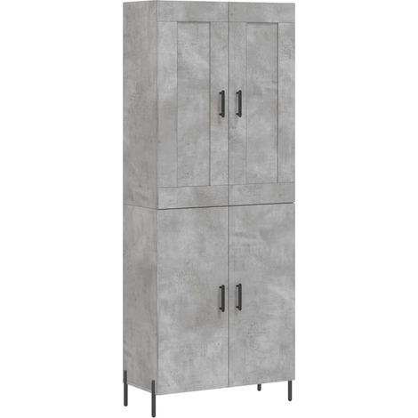 Buffet bahut commode armoire meuble de rangement organisateur cuisine salle de séjour salon haut 69,5 x 34 x 180 cm bois d'ingénierie gris