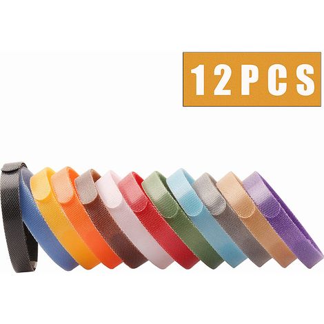 Collares para cachorros, juego de 12 piezas, 12 colores, collar de identificación ajustable con cinta autoadhesiva para cachorros.