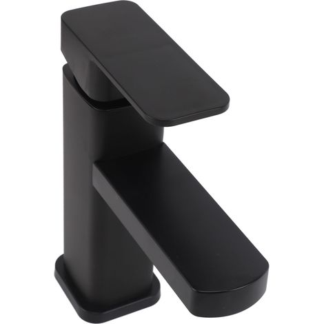Robinet noir court en acier inoxydable avec tuyau d'eau chaude et froide de 60 cm, pour lavabo de salle de bain ou cuisine. (1/5)