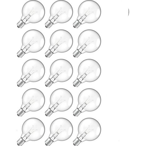 G40 bulbs 15 pcs – E12 base 7W – Waterproof filament 60 lumens – Perfect for garden and living room garlands – Warm light