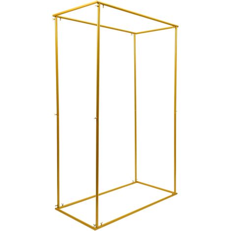 119X60X184Cm Double-Barreled Wedding Arch Stand, Gold Square Backdrop Decoration Stand, Load Capacity 8Kg, for Various Party Indoor Outdoor (1/5)