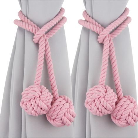 Vorhang-Raffhalter, Baumwollseil, Vorhang-Raffhalter, einfarbig, Polyester-Baumwolle, Vorhang-Raffhalter, Vorhang-Zubehör, geeignet für Doppel-Moskitonetz-Türvorhänge, Rosa (1/5)