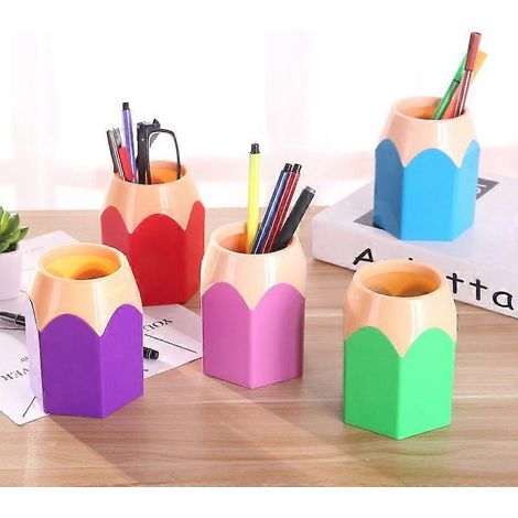Lot de 5 porte-crayons (bleu, vert, rouge, rose, violet) (1/5)