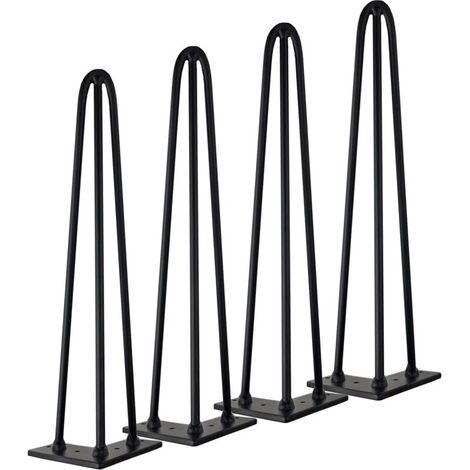 Pied Meuble 4pcs Pieds Epingle Diy Pieds Pour Table Pied De Chaise Avec 3 Tiges 16 Vis + 4 Protège Pieds Hauteur 40cm Diamètre Tige 10mm (1/5)