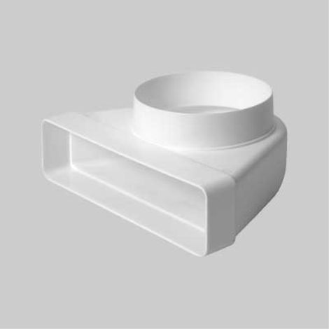 Curva con riduzione da tubo tondo a rettangolare da ø 100 mm a mm 110x55 PES (1/2)