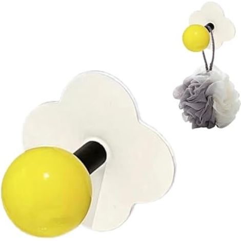 Juego de 20 ganchos adhesivos amarillos con forma de gusano para colgar llaves, paraguas, toallas y sombreros. La superficie de color es ideal para objetos pequeños. Organizador de llaves completo. (1/5)